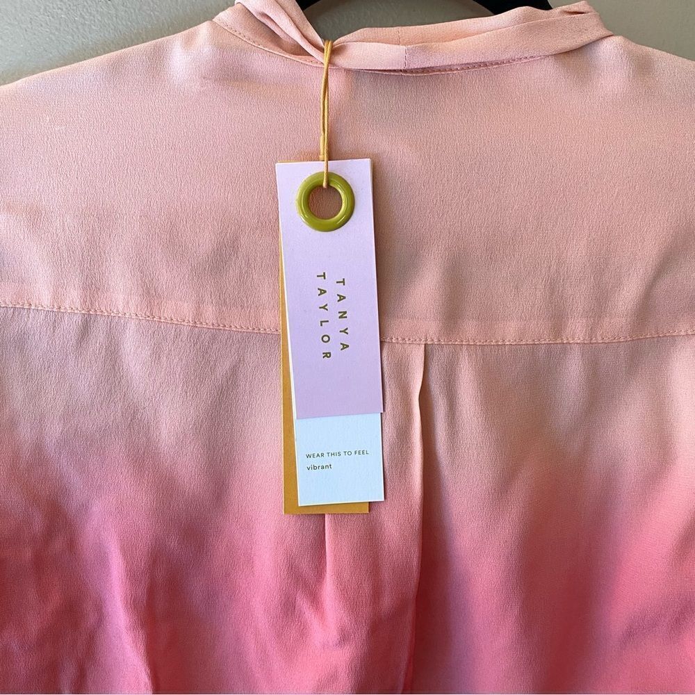 NWT TANYA TAYLOR Susan Ombré Silk Tieneck Blouse top pink $395 Sz 4 - Picture 7 of 8